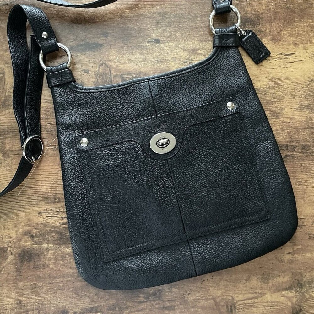 Coach Penelope Slim Crossbody Shoulder Bag Black Pebbled Leather B1168-F16533 - Picture 3 of 13
